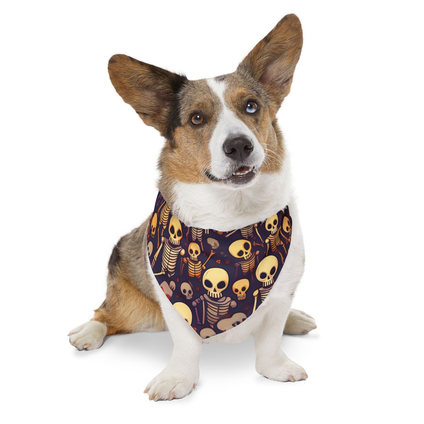 Halloween Pet Bandana Collar - Haunted Skeletons Design