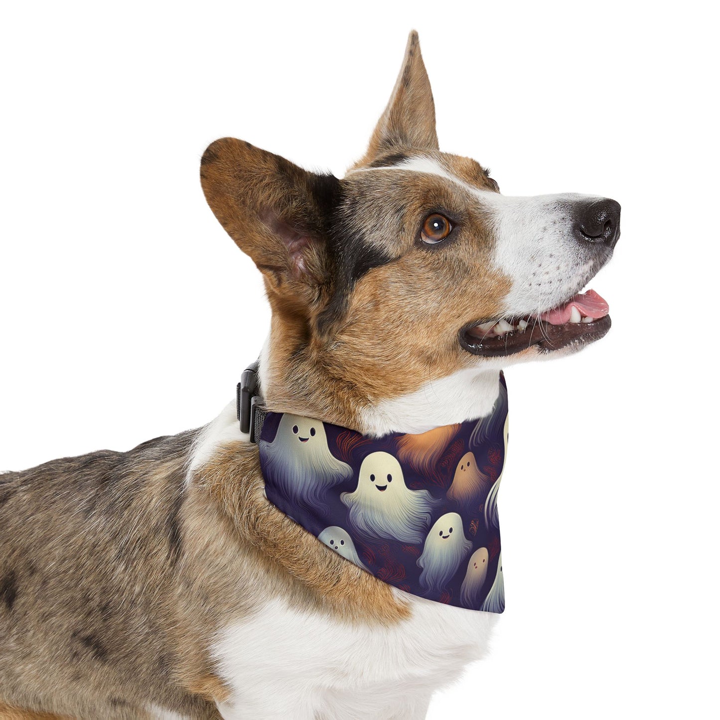 Halloween Pet Bandana Collar - Happy Ghost Design