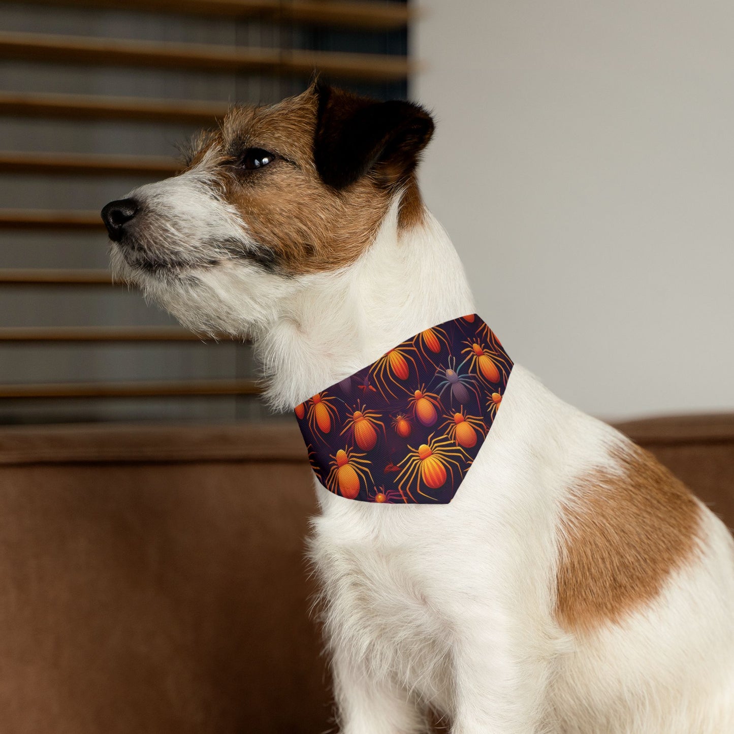 Halloween Pet Bandana Collar - Orange Spider Design