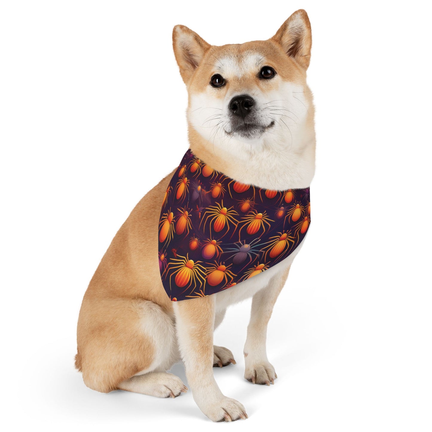 Halloween Pet Bandana Collar - Orange Spider Design