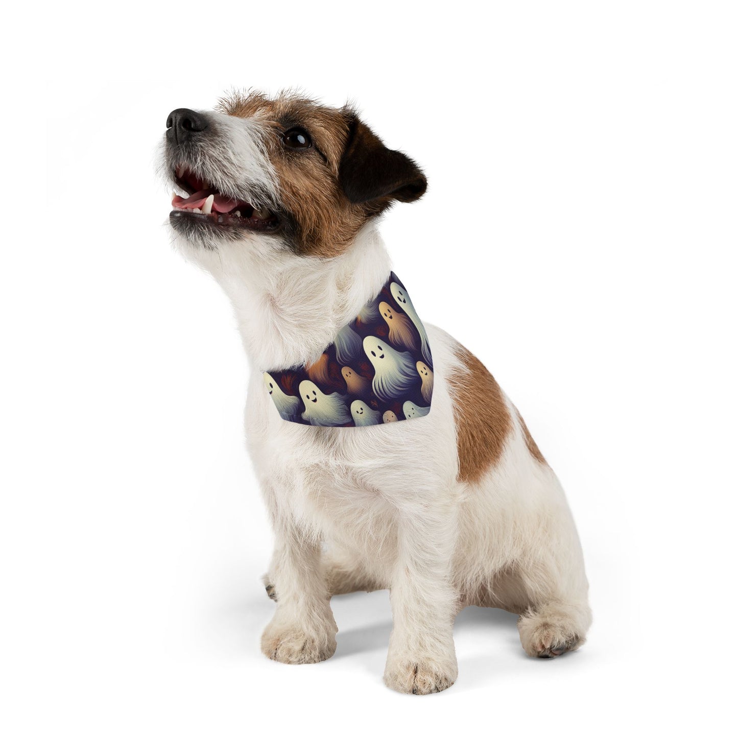 Halloween Pet Bandana Collar - Happy Ghost Design