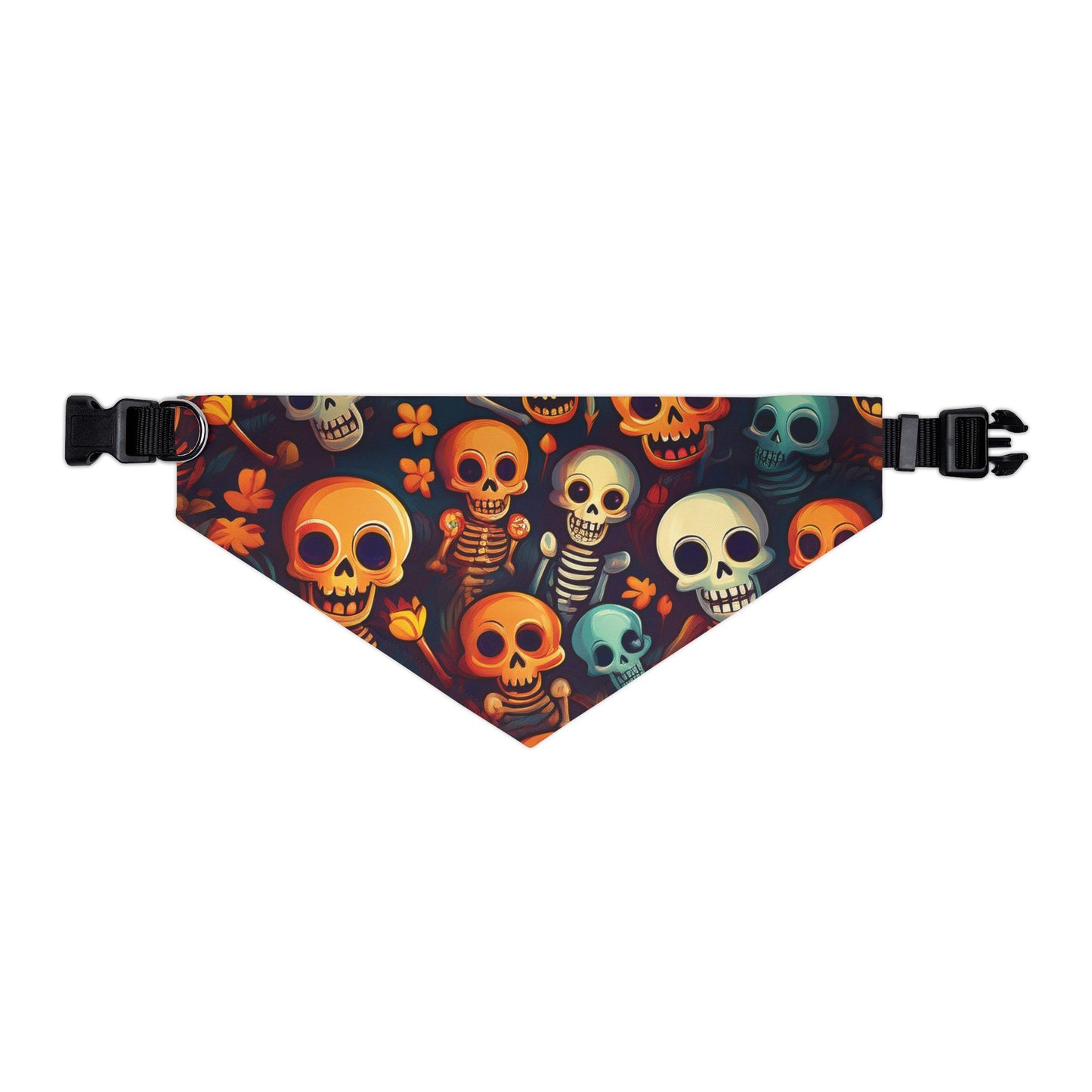 Halloween Pet Bandana Collar - Laughing Skeletons Design