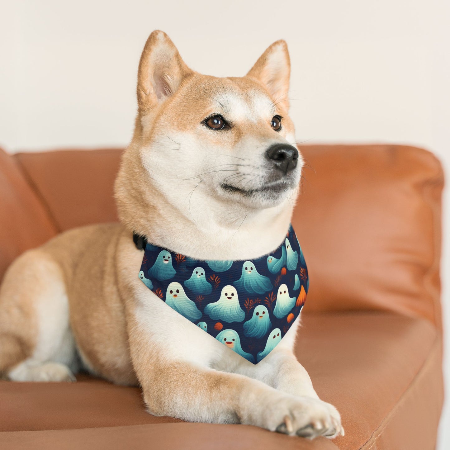 Halloween Pet Bandana Collar - Spooky Ghost Design