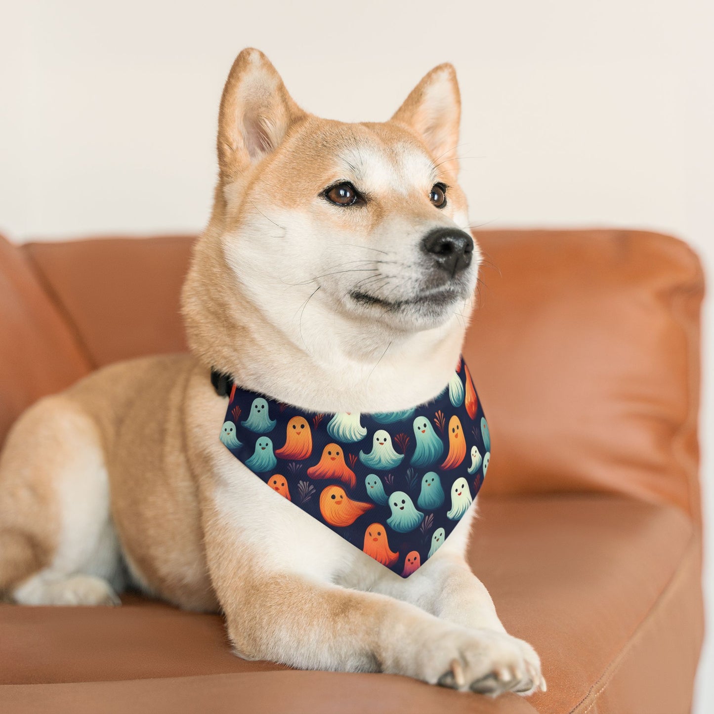 Halloween Pet Bandana Collar - Cute Ghost Design