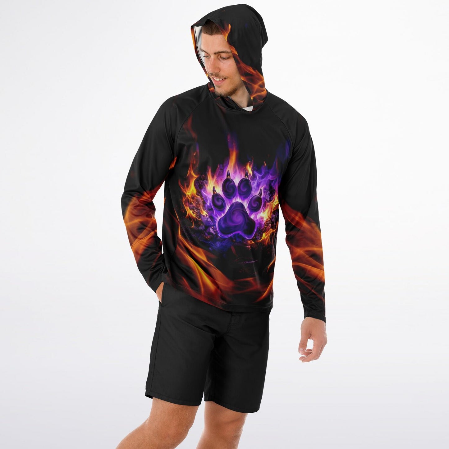 Men's Long Sleeve Hooded Performance Shirt - AOP