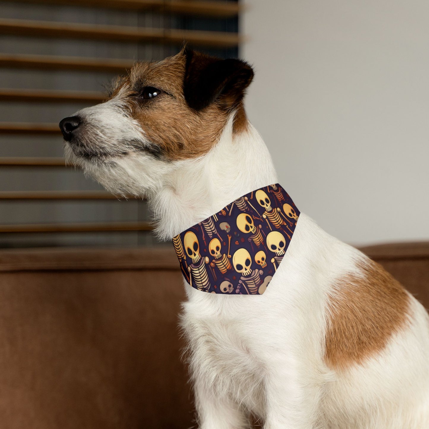 Halloween Pet Bandana Collar - Haunted Skeletons Design