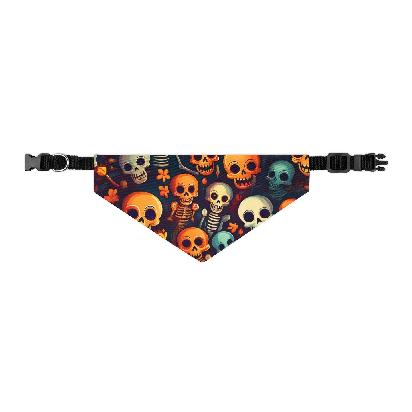 Halloween Pet Bandana Collar - Laughing Skeletons Design