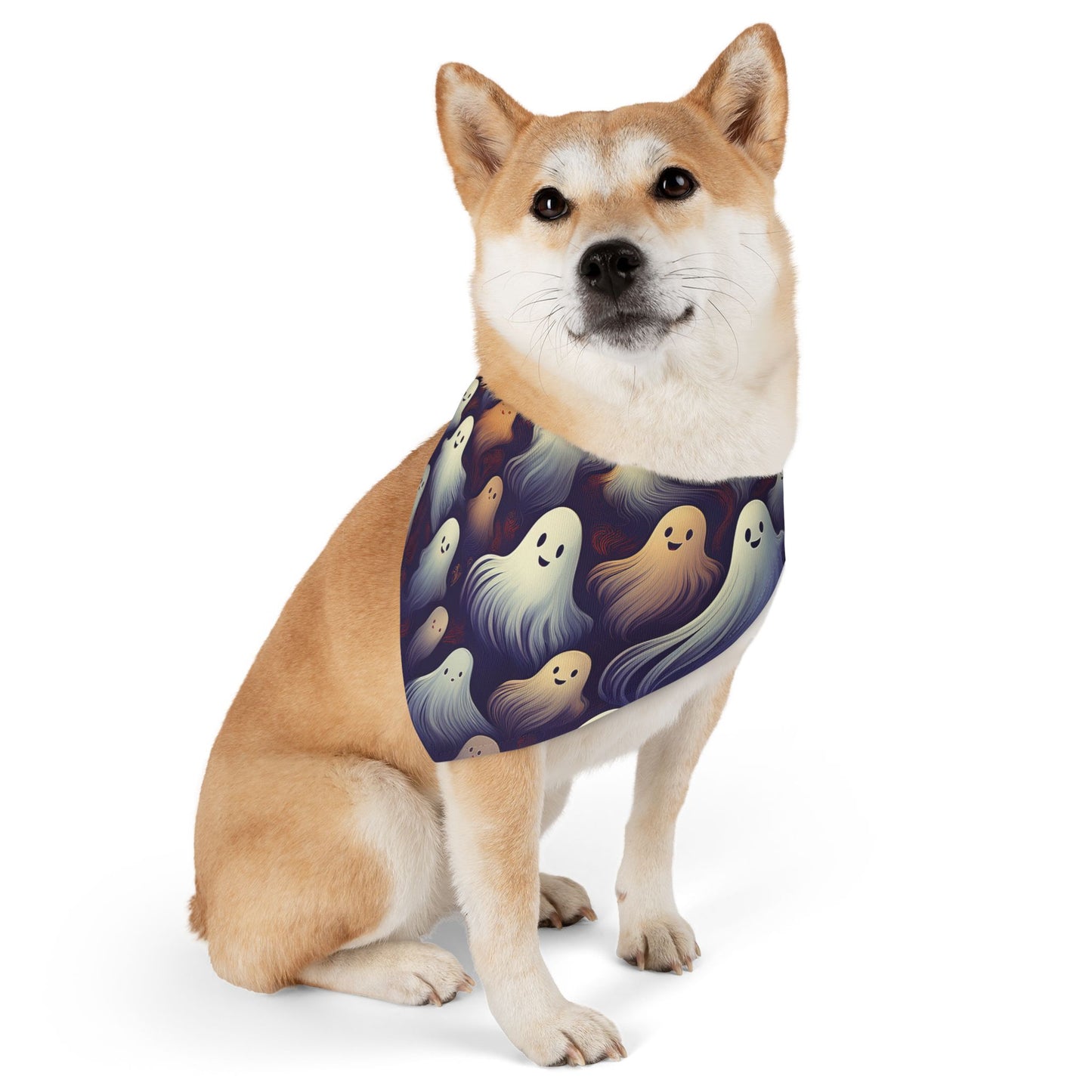 Halloween Pet Bandana Collar - Happy Ghost Design