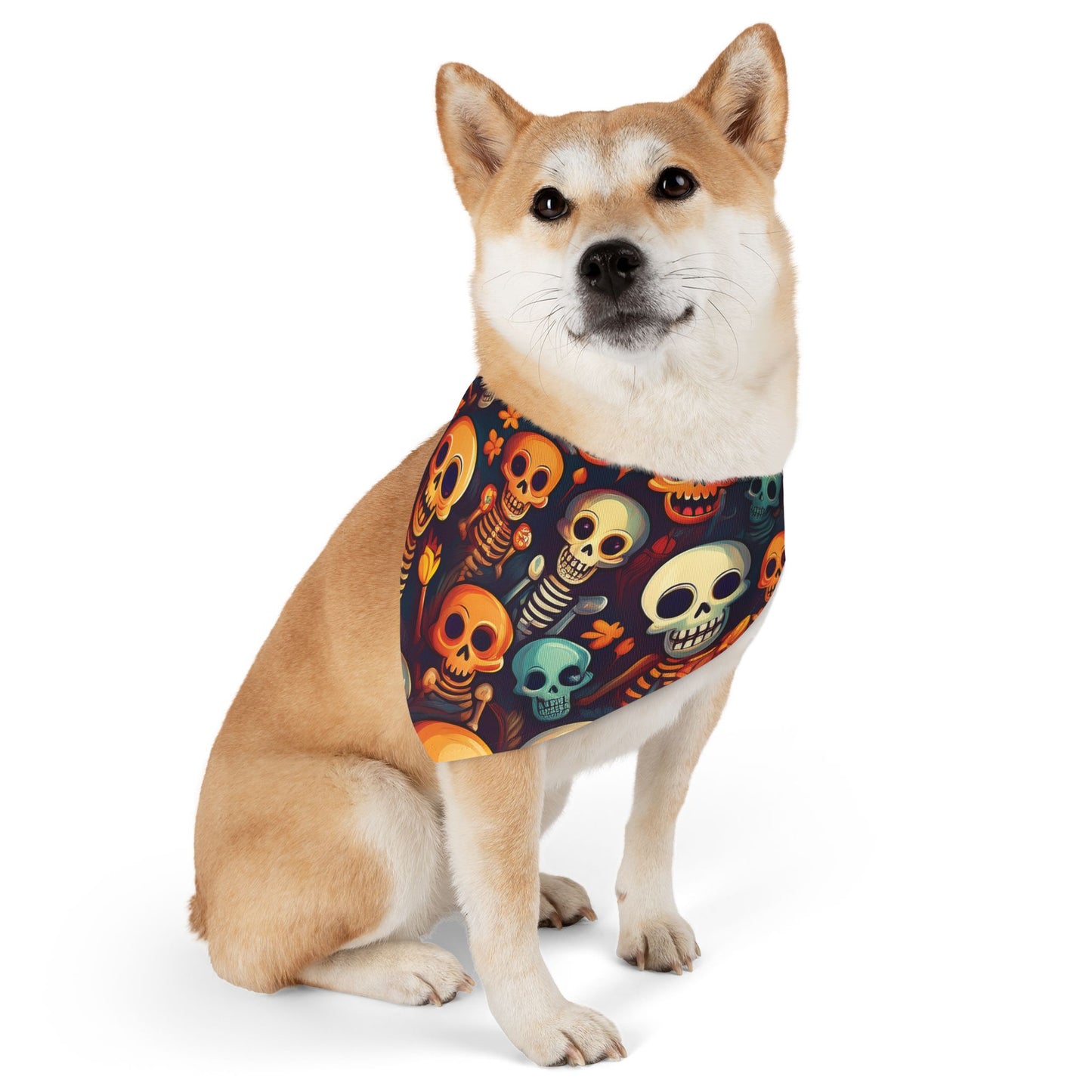 Halloween Pet Bandana Collar - Laughing Skeletons Design