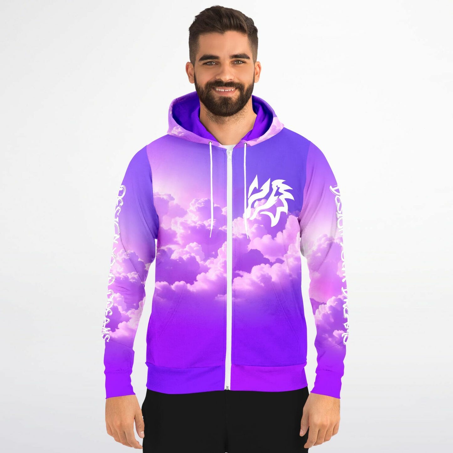 Design Your Dreams - Purple and White Zip up Hoodie