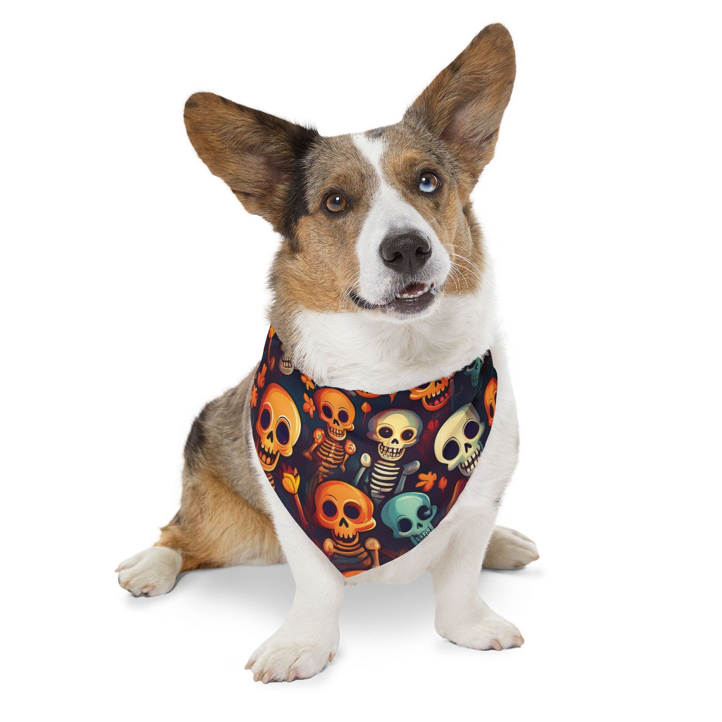 Halloween Pet Bandana Collar - Laughing Skeletons Design