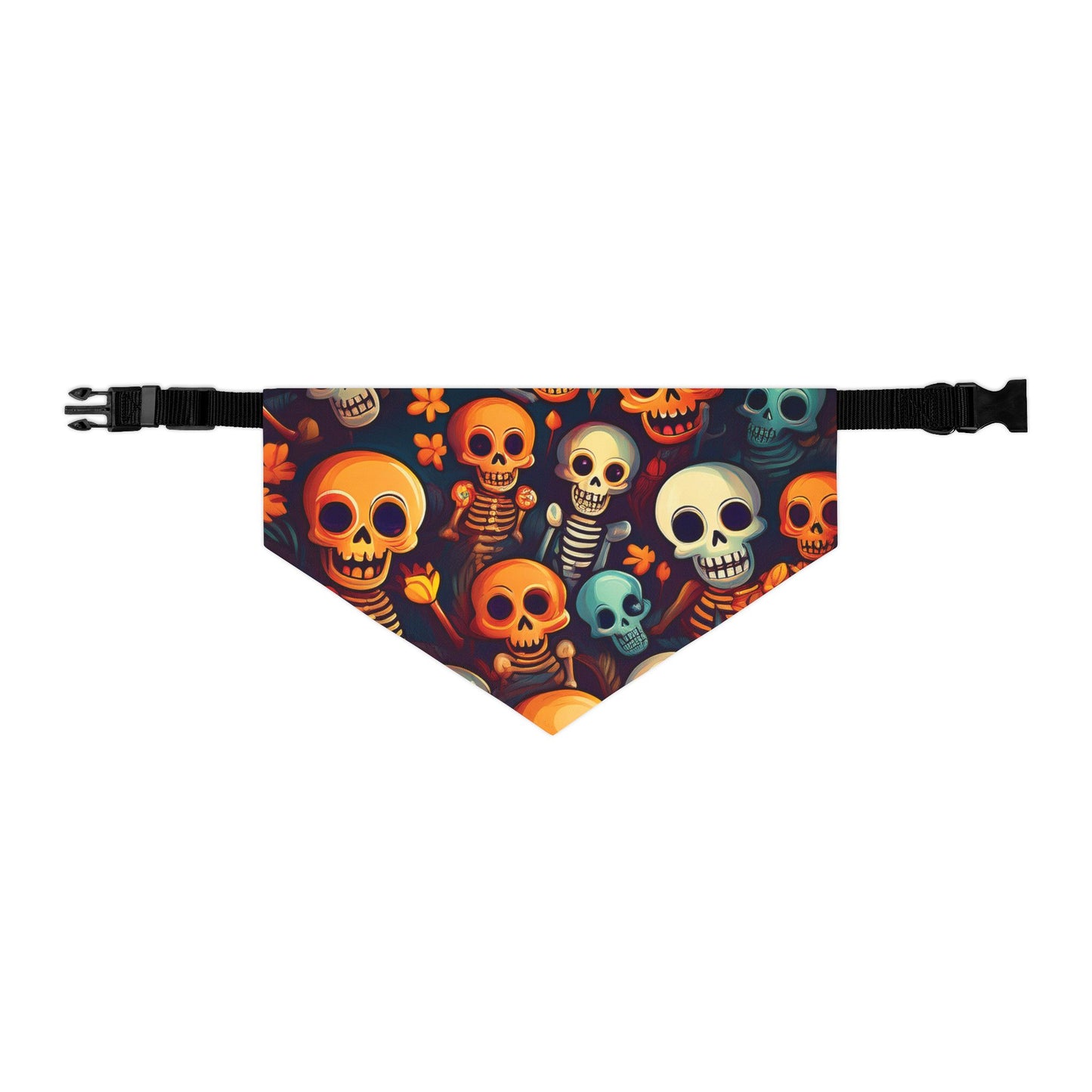 Halloween Pet Bandana Collar - Laughing Skeletons Design
