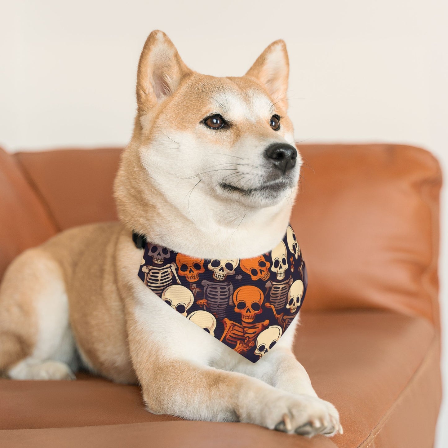 Halloween Pet Bandana Collar - Creepy Skeleton Design