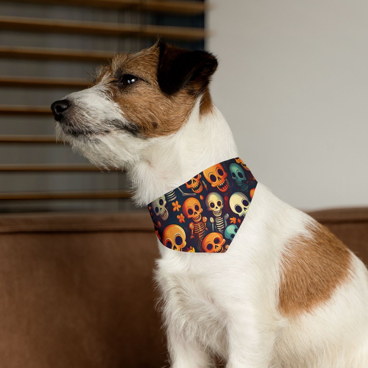Halloween Pet Bandana Collar - Laughing Skeletons Design