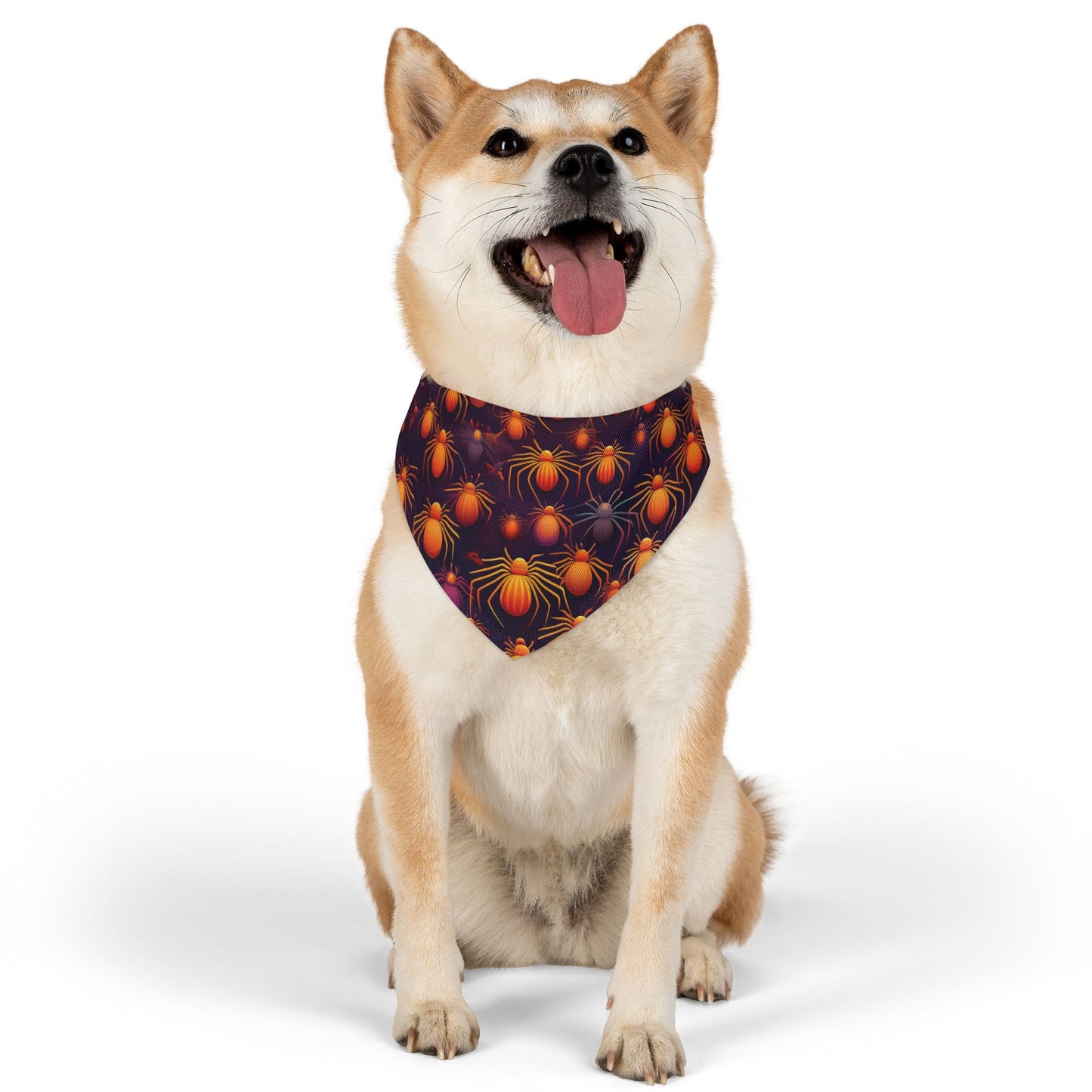 Halloween Pet Bandana Collar - Orange Spider Design