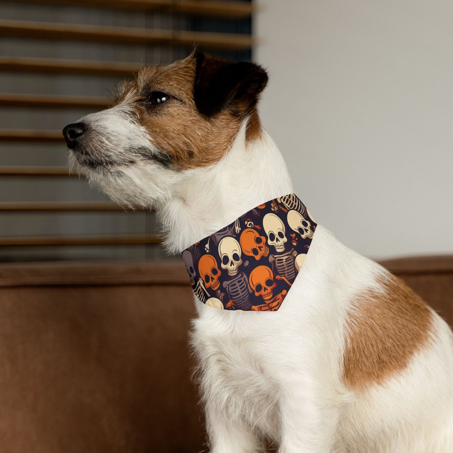 Halloween Pet Bandana Collar - Creepy Skeleton Design
