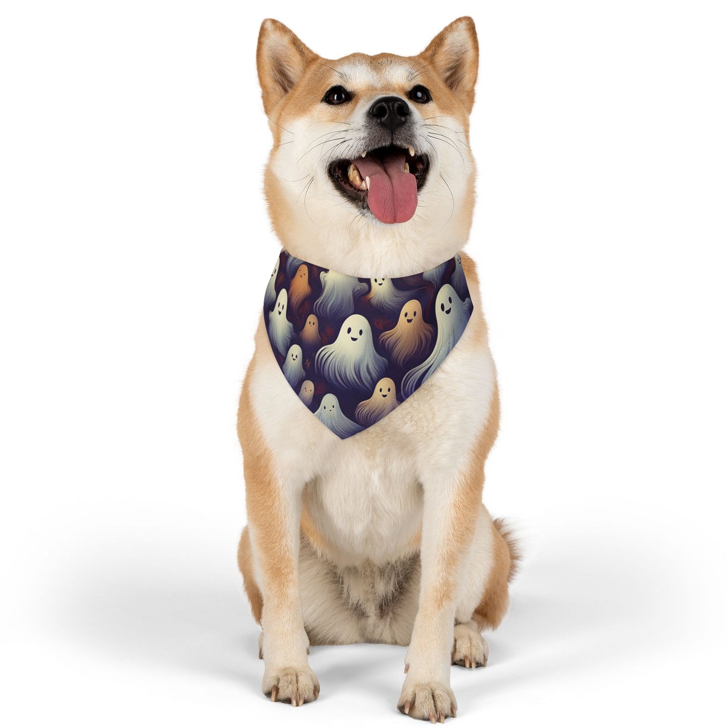 Halloween Pet Bandana Collar - Happy Ghost Design