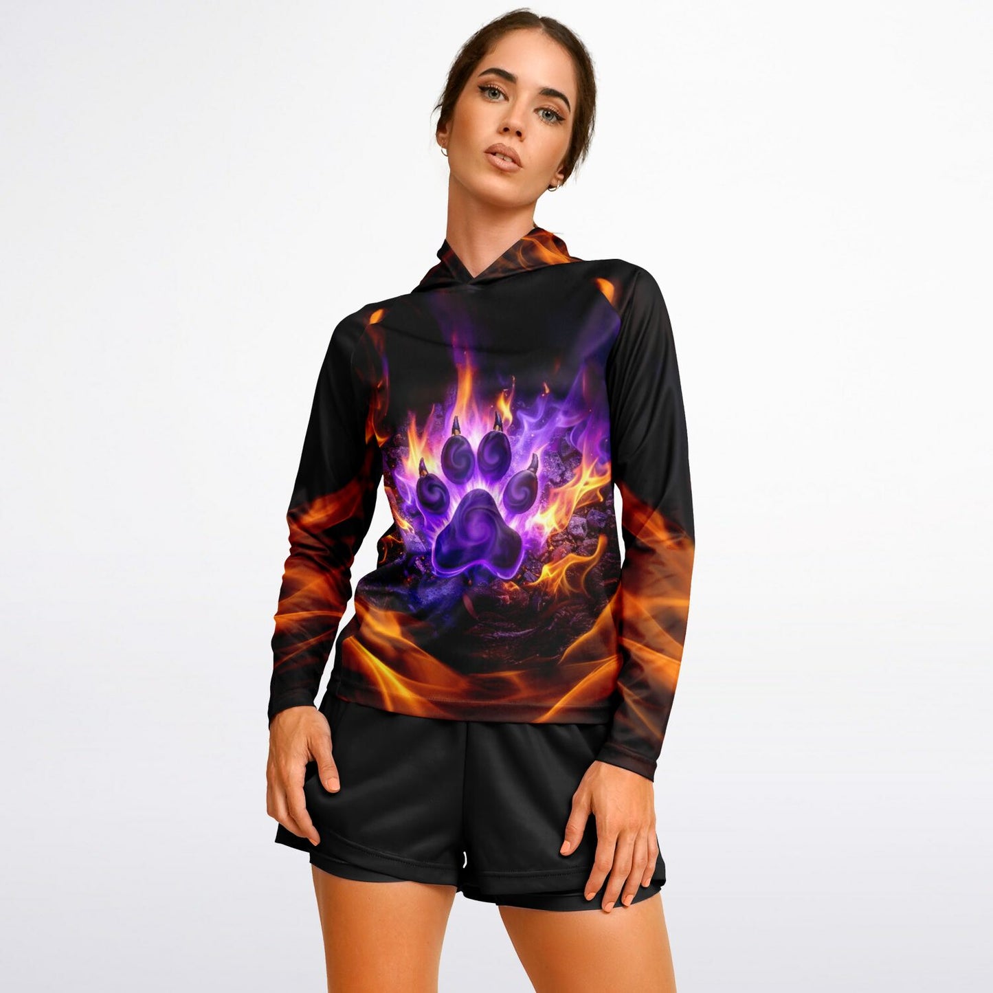 Women's Long Sleeve Hooded Performance Shirt - AOP