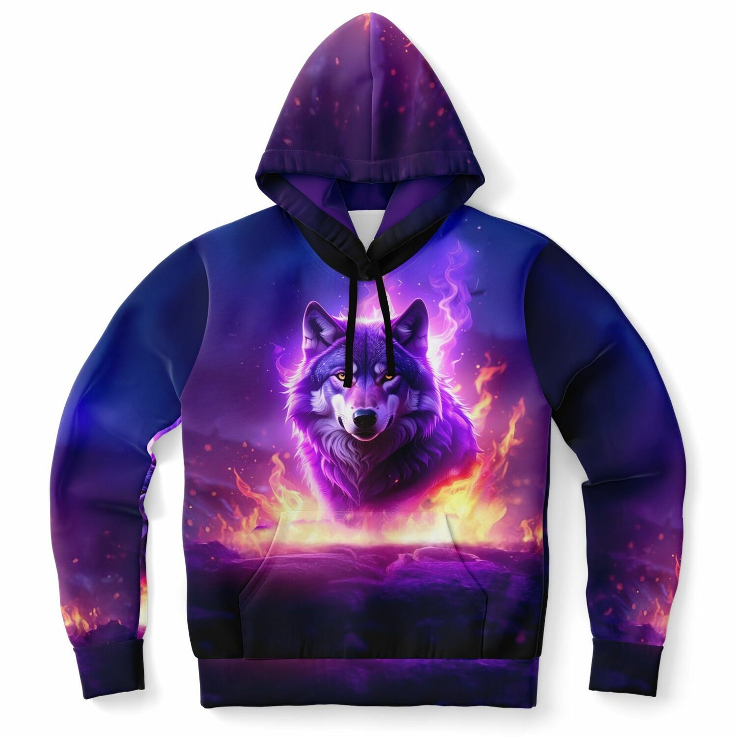 Hoodie with a wolf design on a white background