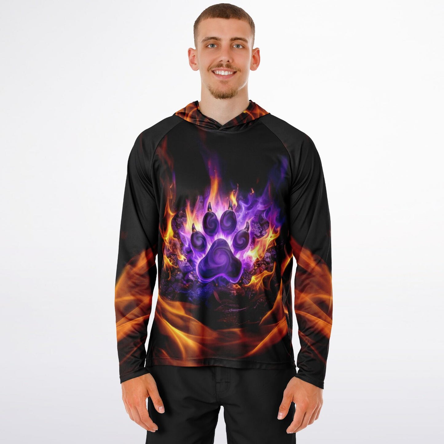 Men's Long Sleeve Hooded Performance Shirt - AOP