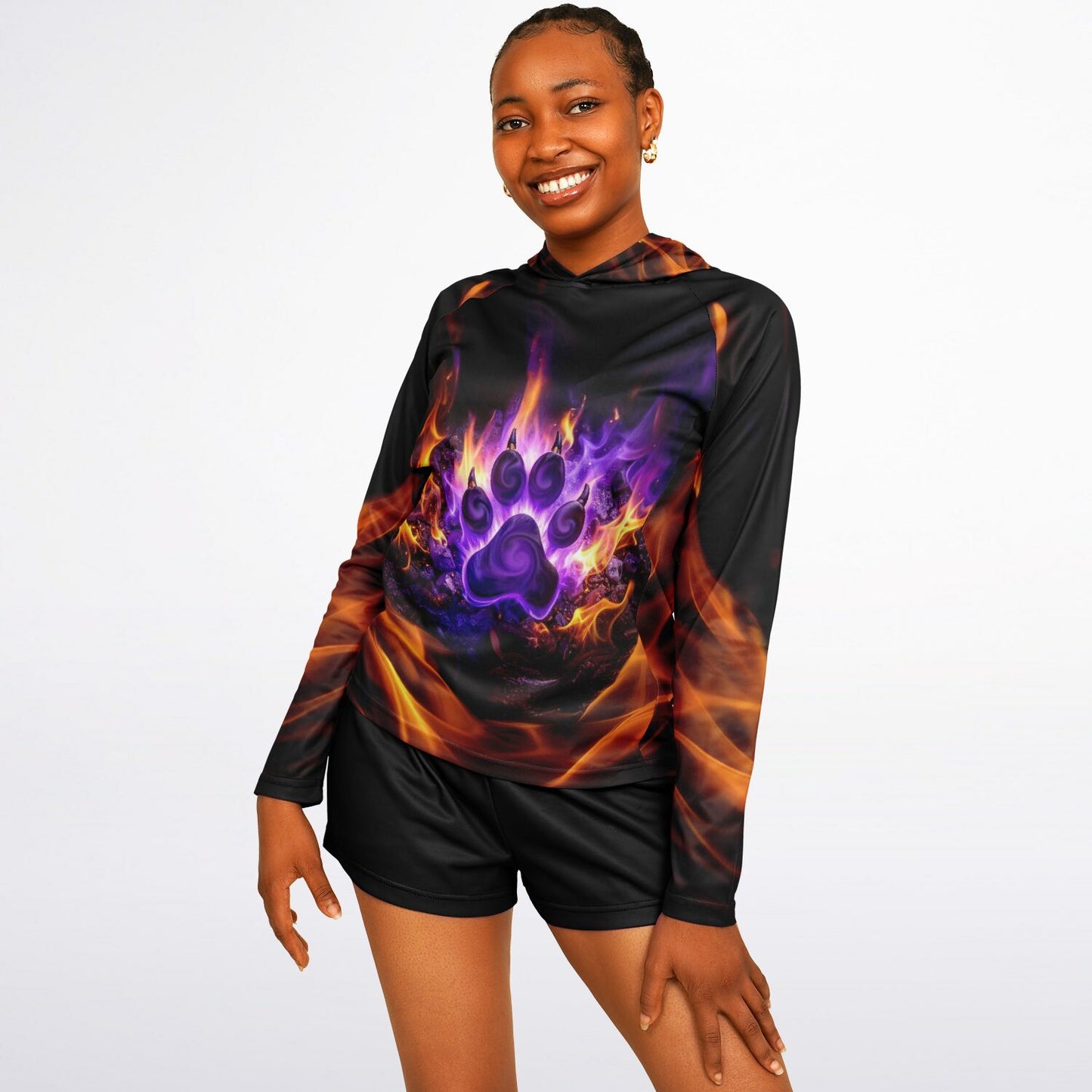 Women's Long Sleeve Hooded Performance Shirt - AOP