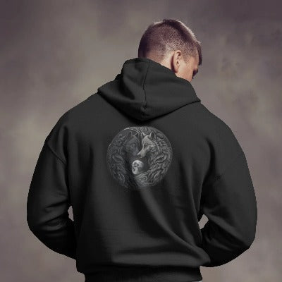 Black and White Wolf Hoodie