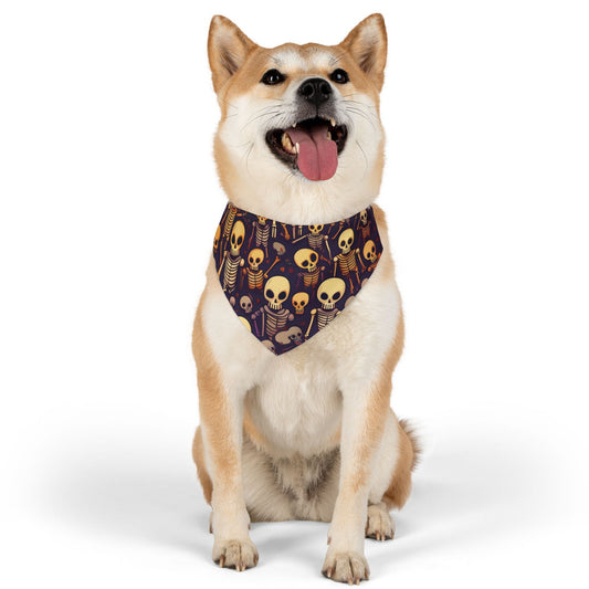 Halloween Pet Bandana Collar - Haunted Skeletons Design