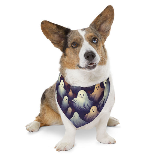 Halloween Pet Bandana Collar - Happy Ghost Design