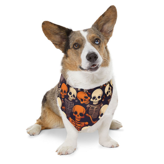Halloween Pet Bandana Collar - Creepy Skeleton Design