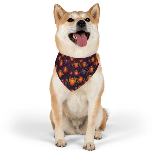 Halloween Pet Bandana Collar - Orange Spider Design