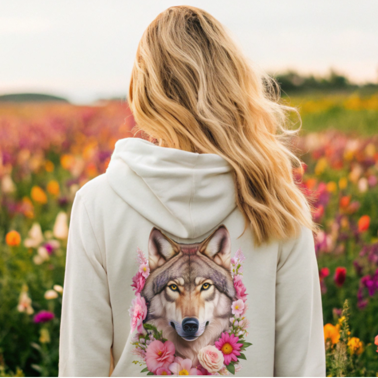 flower wolf hoodie